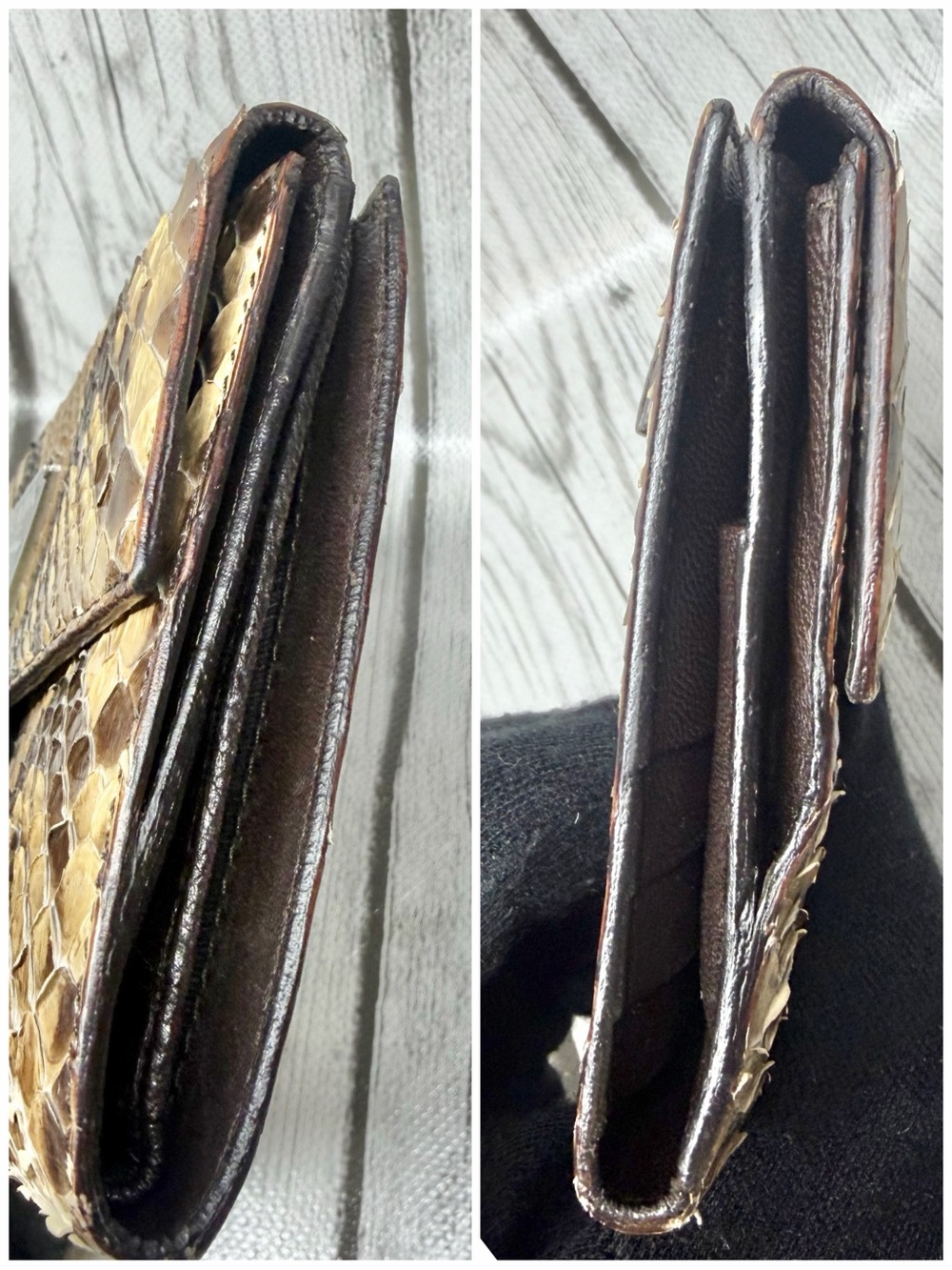 PRE LOVED Prada Brown Python Compact Wallet - Picture 8 of 11